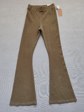 OFFLINE by Aerie Hi-Rise Flare Leggings Ribbed Textured Tan Brown Size M NWT